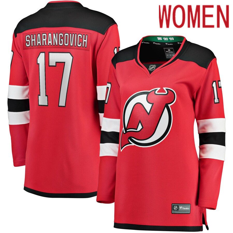 Women New Jersey Devils #17 Yegor Sharangovich Fanatics Branded Red Home Breakaway NHL Jersey->women nhl jersey->Women Jersey